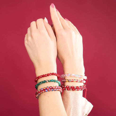 Scarlet Supernova Galaxy Glass x Bracelet vitalité à cordes rouges